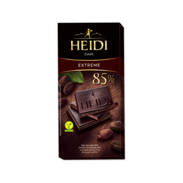 heidi 85% cocoa dark chocolate vegan bar low calorie 1