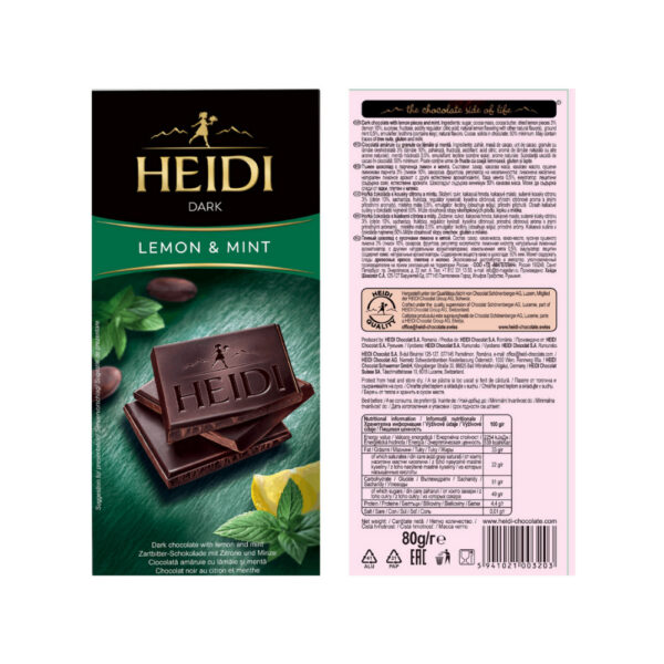 heidi lemon mint cocoa dark chocolate bar low calorie 2