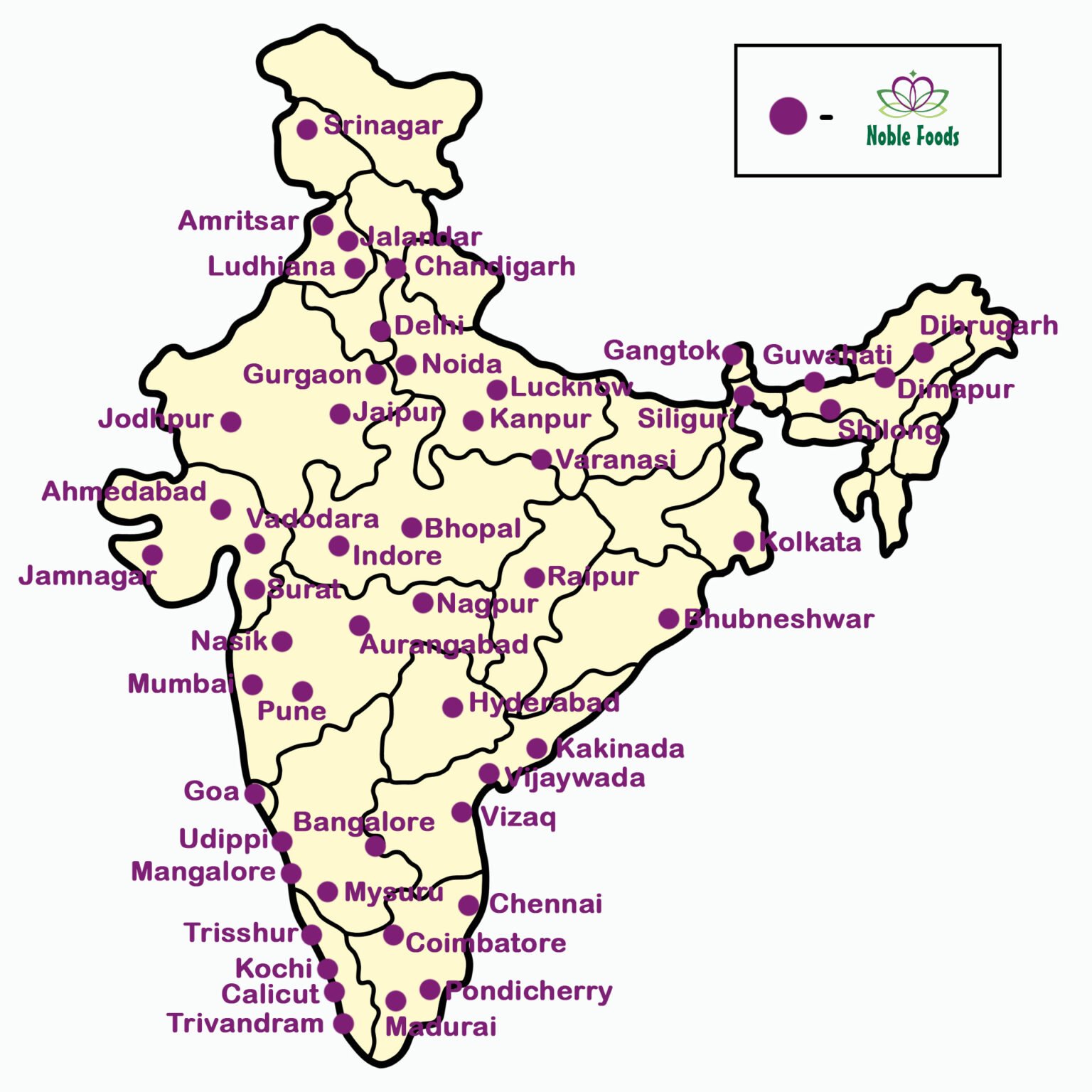 NEW About 37 india map with noble foods presence Noble Foods