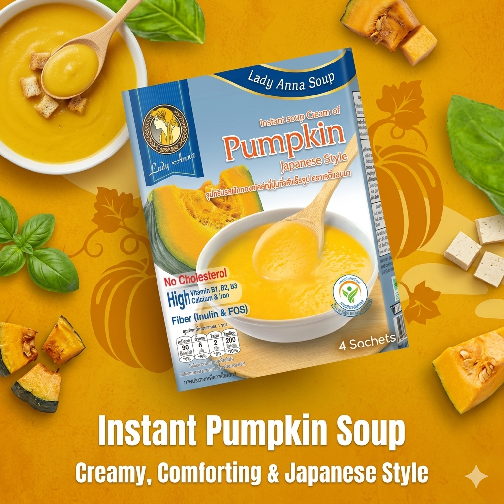 Lady Anna Instant Soup - Japanese Pumpkin 66g |Imported | Ready in Minutes |Add hot water | No Cholesterol |No Additives or Preservatives|Pre-Biotic |Good Source of Calcium | High Fiber | High Vitamin | Vegetarian | Serves 3 4 Lady Anna Instant Soup - Japanese Pumpkin 66g |Imported | Ready in Minutes |Add hot water | No Cholesterol |No Additives or Preservatives|Pre-Biotic |Good Source of Calcium | High Fiber | High Vitamin | Vegetarian | Serves 3 - Image 4