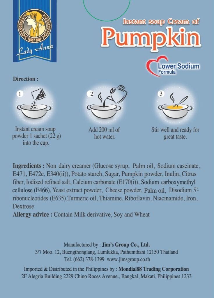 Lady Anna Instant Soup - Japanese Pumpkin 66g |Imported | Ready in Minutes |Add hot water | No Cholesterol |No Additives or Preservatives|Pre-Biotic |Good Source of Calcium | High Fiber | High Vitamin | Vegetarian | Serves 3 2 Lady Anna Instant Soup - Japanese Pumpkin 66g |Imported | Ready in Minutes |Add hot water | No Cholesterol |No Additives or Preservatives|Pre-Biotic |Good Source of Calcium | High Fiber | High Vitamin | Vegetarian | Serves 3 - Image 2