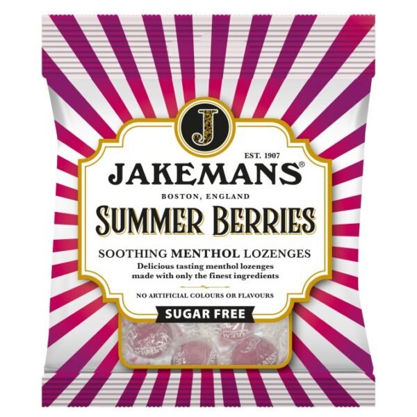 Jakemans Summer Berries Sugar Free Menthol Lozenges – Soothing Throat Relief