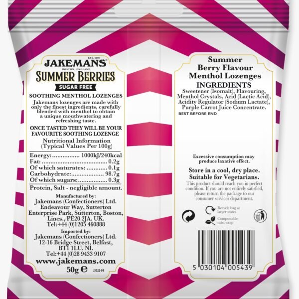 Jakemans Summer Berries Sugar Free Menthol Lozenges – Soothing Throat Relief 5 IMG 20260605 WA0012 Noble Foods