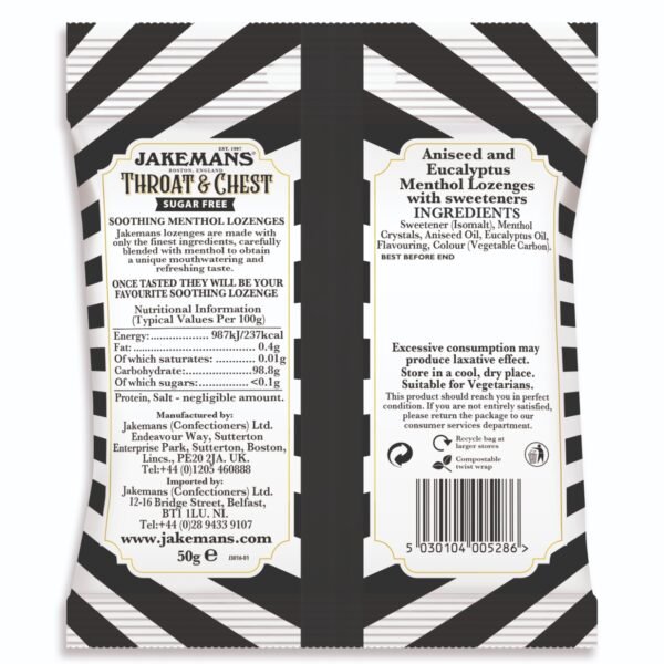 Jakemans Throat & Chest Sugar Free Menthol Lozenges 7 IMG 20260605 WA0014 Noble Foods